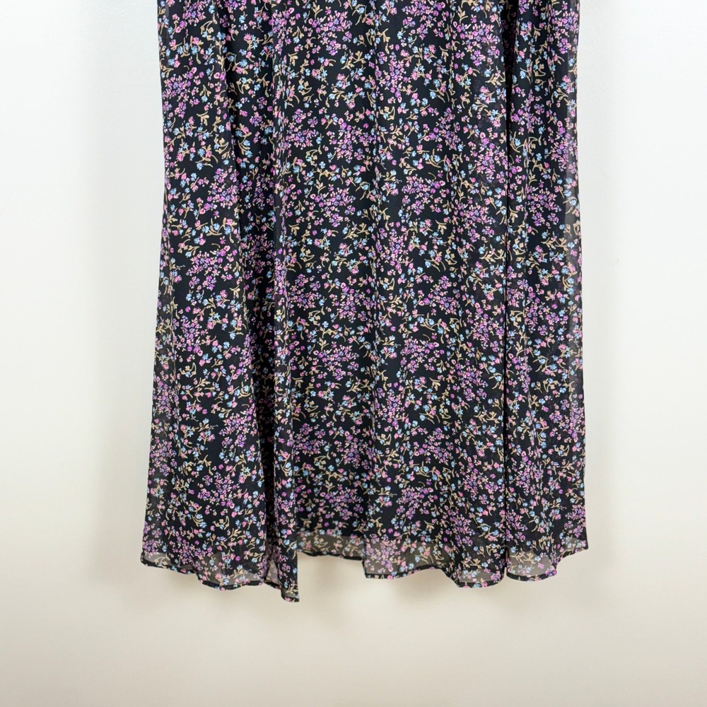 Torrid Chiffon Midi Dress Women 2 Black Floral NWT Cottagecore Boho Feminine - Picture 6 of 9